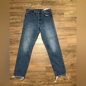 Levus 501 high waist button fly denim jeans size 28 vintage white oak cone denim